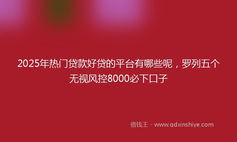 2025年热门贷款好贷的平台有哪些呢，罗列五个无视风控8000必下口子