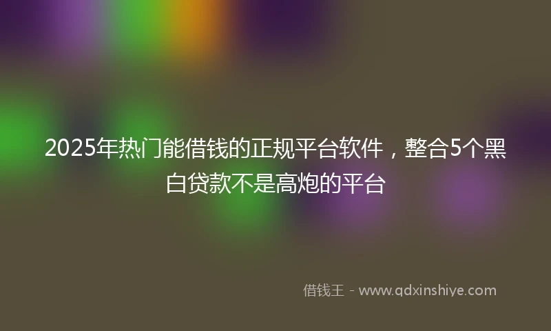 2025年热门能借钱的正规平台软件，整合5个黑白贷款不是高炮的平台