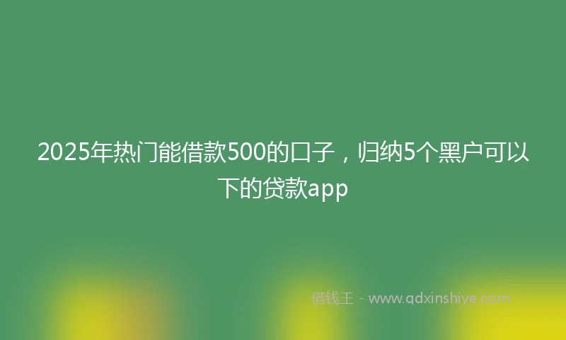 2025年热门能借款500的口子，归纳5个黑户可以下的贷款app