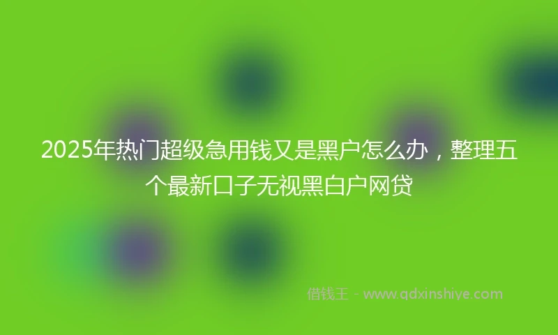 2025年热门超级急用钱又是黑户怎么办，整理五个最新口子无视黑白户网贷