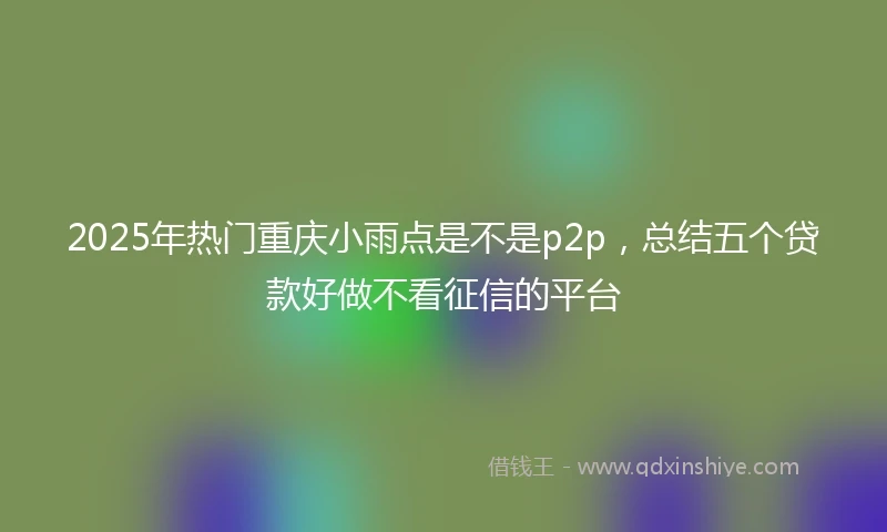 2025年热门重庆小雨点是不是p2p，总结五个贷款好做不看征信的平台