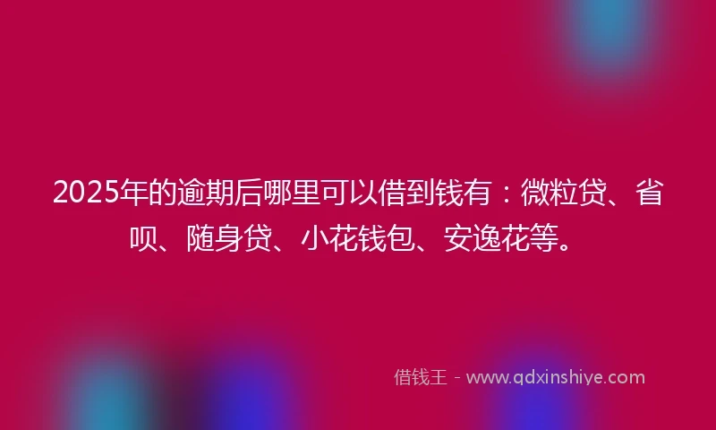 2025年的逾期后哪里可以借到钱有：微粒贷、省呗、随身贷、小花钱包、安逸花等。