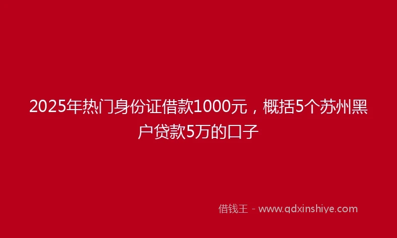 2025年热门身份证借款1000元，概括5个苏州黑户贷款5万的口子