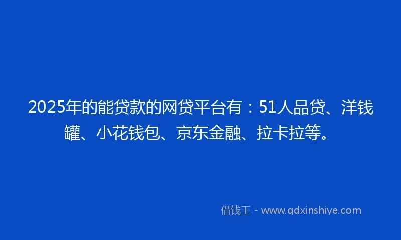 2025年的能贷款的网贷平台有：51人品贷、洋钱罐、小花钱包、京东金融、拉卡拉等。