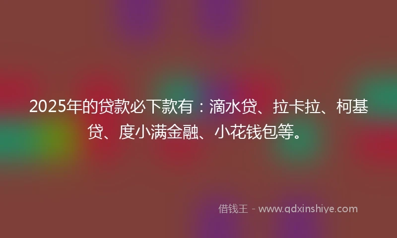 2025年的贷款必下款有：滴水贷、拉卡拉、柯基贷、度小满金融、小花钱包等。