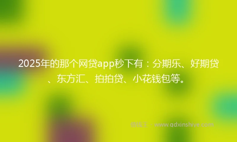 2025年的那个网贷app秒下有：分期乐、好期贷、东方汇、拍拍贷、小花钱包等。