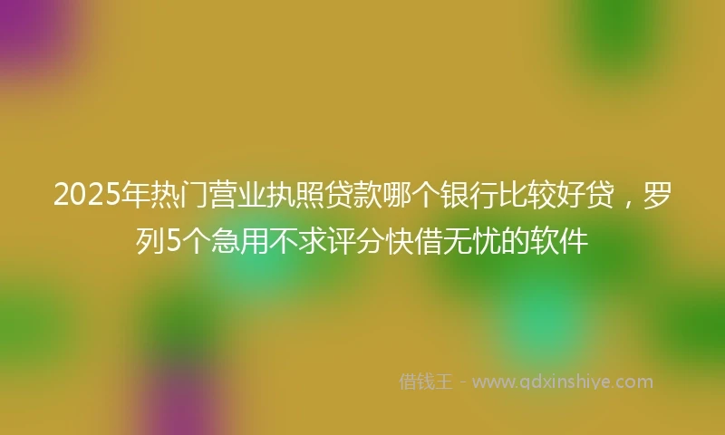 2025年热门营业执照贷款哪个银行比较好贷，罗列5个急用不求评分快借无忧的软件