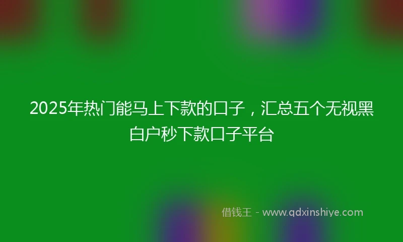 2025年热门能马上下款的口子，汇总五个无视黑白户秒下款口子平台