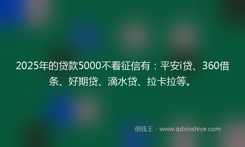 2025年的贷款5000不看征信有：平安i贷、360借条、好期贷、滴水贷、拉卡拉等。