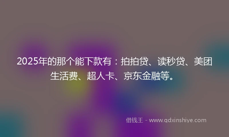 2025年的那个能下款有：拍拍贷、读秒贷、美团生活费、超人卡、京东金融等。