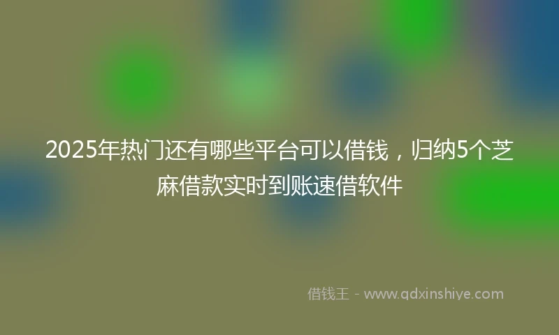 2025年热门还有哪些平台可以借钱，归纳5个芝麻借款实时到账速借软件