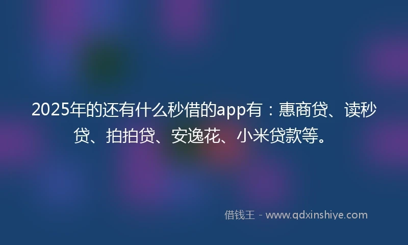 2025年的还有什么秒借的app有：惠商贷、读秒贷、拍拍贷、安逸花、小米贷款等。