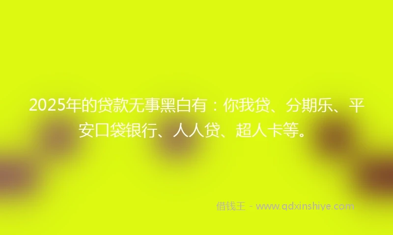 2025年的贷款无事黑白有：你我贷、分期乐、平安口袋银行、人人贷、超人卡等。