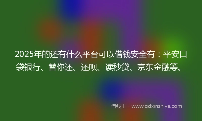 2025年的还有什么平台可以借钱安全有：平安口袋银行、替你还、还呗、读秒贷、京东金融等。