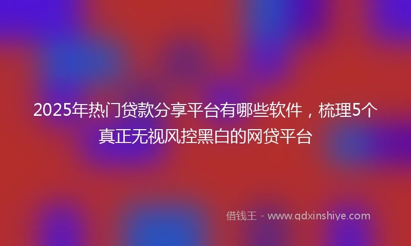 2025年热门贷款分享平台有哪些软件，梳理5个真正无视风控黑白的网贷平台