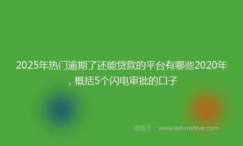 2025年热门逾期了还能贷款的平台有哪些2020年，概括5个闪电审批的口子