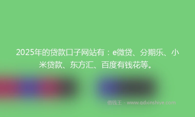 2025年的贷款口子网站有：e微贷、分期乐、小米贷款、东方汇、百度有钱花等。
