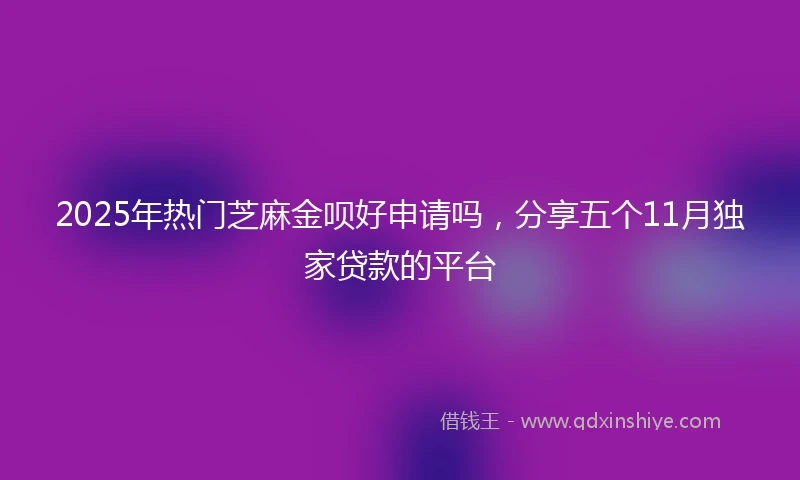 2025年热门芝麻金呗好申请吗，分享五个11月独家贷款的平台