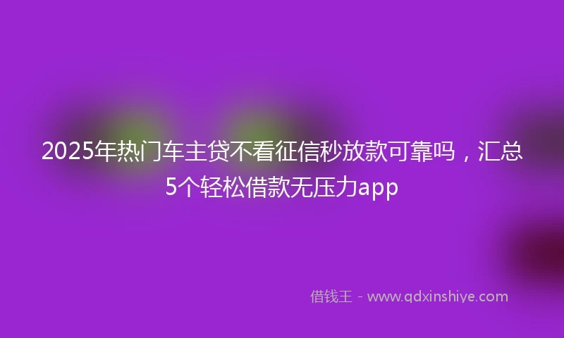 2025年热门车主贷不看征信秒放款可靠吗，汇总5个轻松借款无压力app