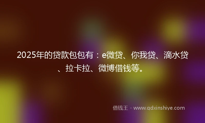2025年的贷款包包有：e微贷、你我贷、滴水贷、拉卡拉、微博借钱等。