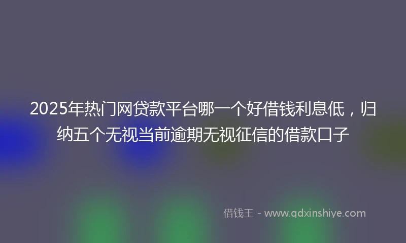 2025年热门网贷款平台哪一个好借钱利息低，归纳五个无视当前逾期无视征信的借款口子