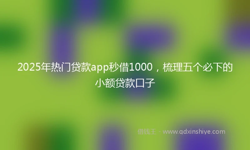 2025年热门贷款app秒借1000，梳理五个必下的小额贷款口子