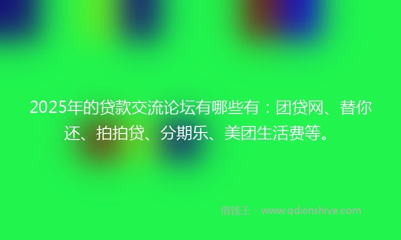 2025年的贷款交流论坛有哪些有：团贷网、替你还、拍拍贷、分期乐、美团生活费等。
