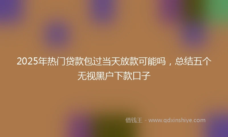 2025年热门贷款包过当天放款可能吗，总结五个无视黑户下款口子