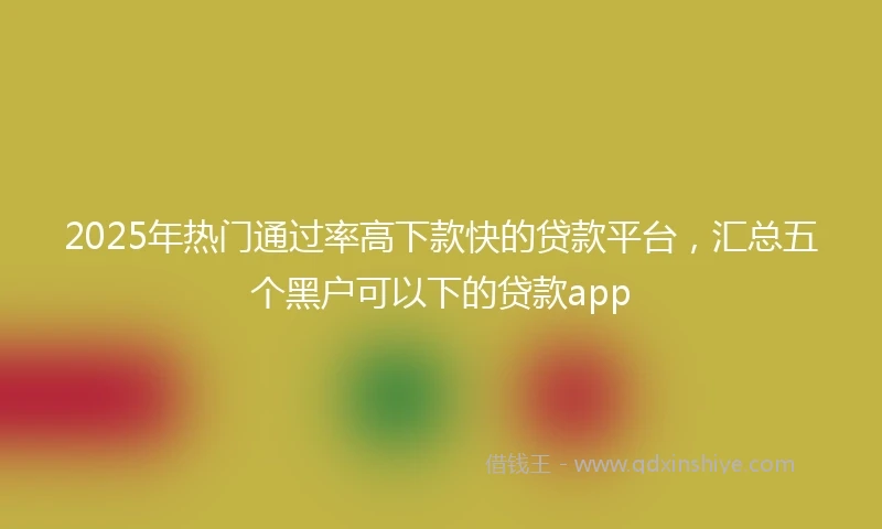 2025年热门通过率高下款快的贷款平台，汇总五个黑户可以下的贷款app