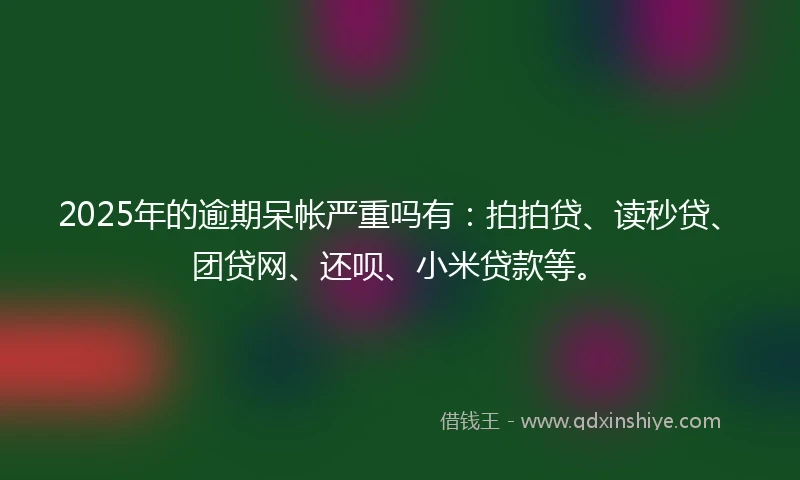 2025年的逾期呆帐严重吗有：拍拍贷、读秒贷、团贷网、还呗、小米贷款等。