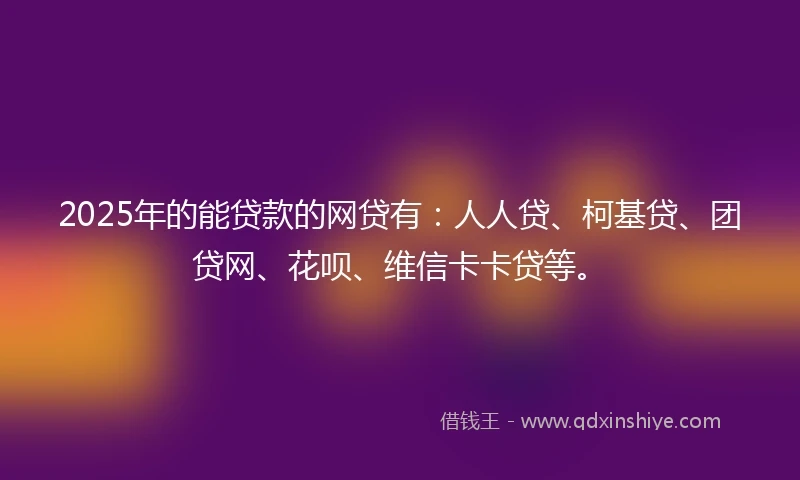 2025年的能贷款的网贷有：人人贷、柯基贷、团贷网、花呗、维信卡卡贷等。