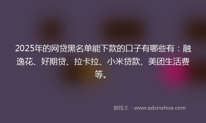 2025年的网贷黑名单能下款的口子有哪些有：融逸花、好期贷、拉卡拉、小米贷款、美团生活费等。