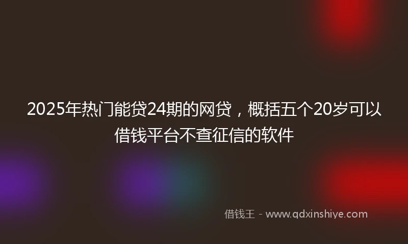 2025年热门能贷24期的网贷，概括五个20岁可以借钱平台不查征信的软件