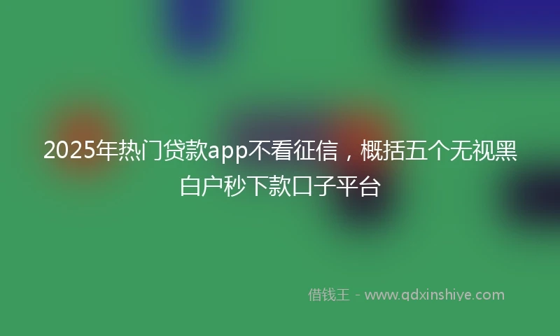 2025年热门贷款app不看征信，概括五个无视黑白户秒下款口子平台