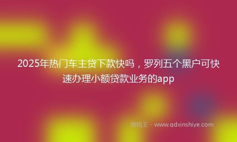 2025年热门车主贷下款快吗，罗列五个黑户可快速办理小额贷款业务的app