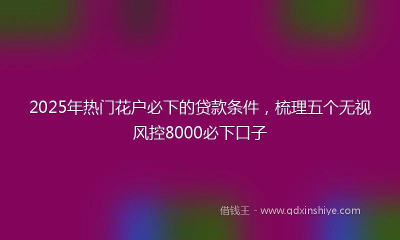 2025年热门花户必下的贷款条件，梳理五个无视风控8000必下口子