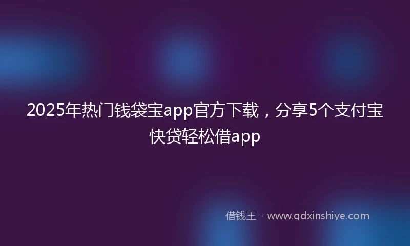 2025年热门钱袋宝app官方下载，分享5个支付宝快贷轻松借app
