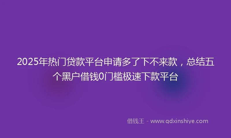 2025年热门贷款平台申请多了下不来款，总结五个黑户借钱0门槛极速下款平台