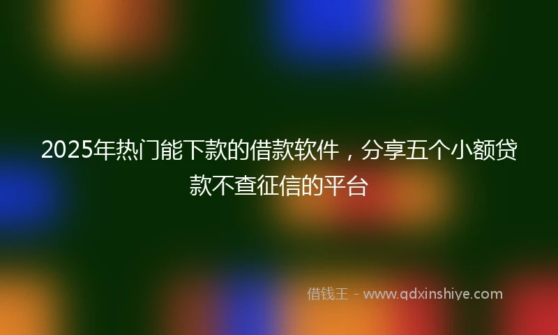 2025年热门能下款的借款软件，分享五个小额贷款不查征信的平台