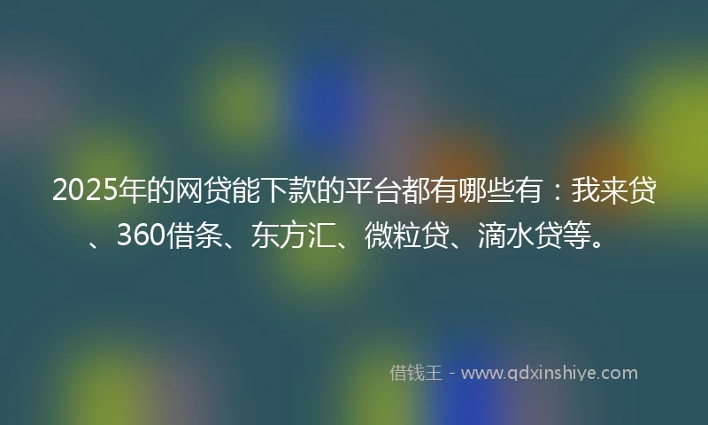 2025年的网贷能下款的平台都有哪些有：我来贷、360借条、东方汇、微粒贷、滴水贷等。