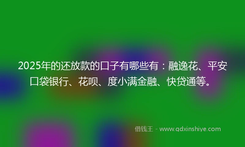 2025年的还放款的口子有哪些有：融逸花、平安口袋银行、花呗、度小满金融、快贷通等。