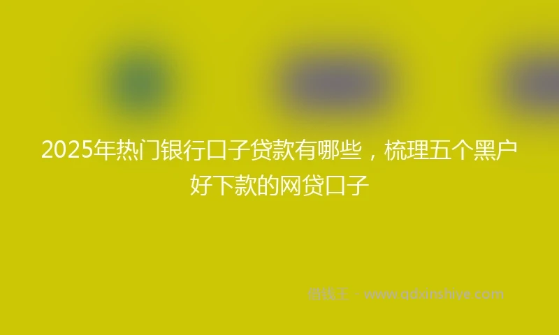 2025年热门银行口子贷款有哪些，梳理五个黑户好下款的网贷口子