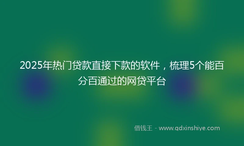 2025年热门贷款直接下款的软件，梳理5个能百分百通过的网贷平台