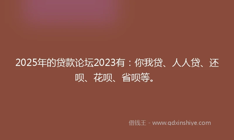 2025年的贷款论坛2023有：你我贷、人人贷、还呗、花呗、省呗等。