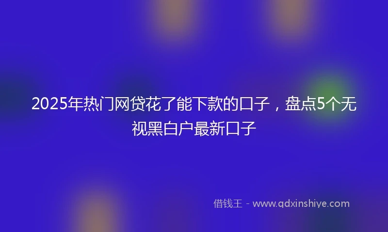2025年热门网贷花了能下款的口子，盘点5个无视黑白户最新口子