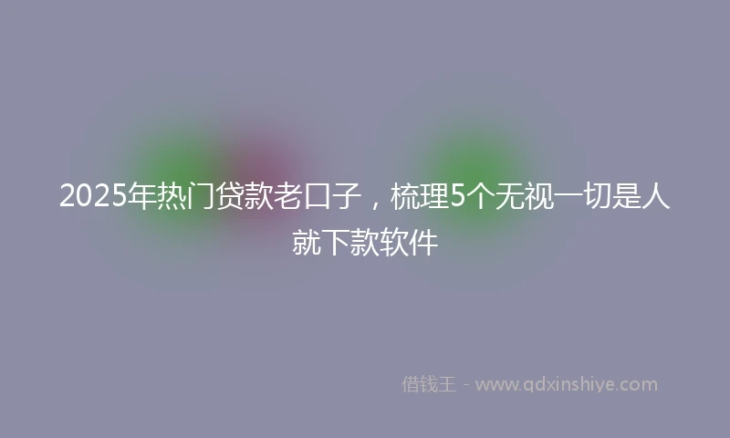2025年热门贷款老口子，梳理5个无视一切是人就下款软件