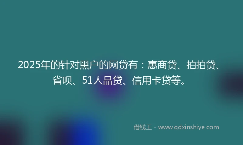 2025年的针对黑户的网贷有：惠商贷、拍拍贷、省呗、51人品贷、信用卡贷等。