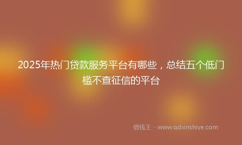 2025年热门贷款服务平台有哪些，总结五个低门槛不查征信的平台