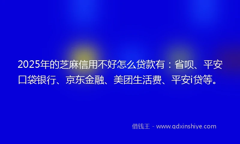 2025年的芝麻信用不好怎么贷款有：省呗、平安口袋银行、京东金融、美团生活费、平安i贷等。
