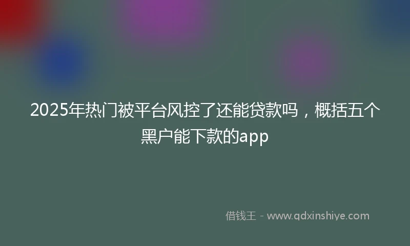 2025年热门被平台风控了还能贷款吗,概括五个黑户能下款的app